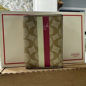 Coach Vanilla Signature C with Pink Stripe Passport Holder | Coach Bag